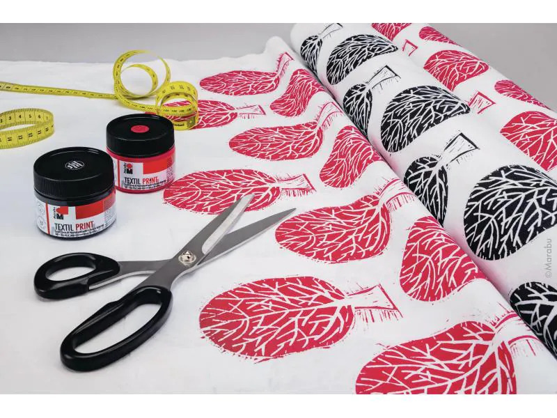 Marabu Textilfarbe Soft Linol Print &amp; Colouring Set Hochdruck