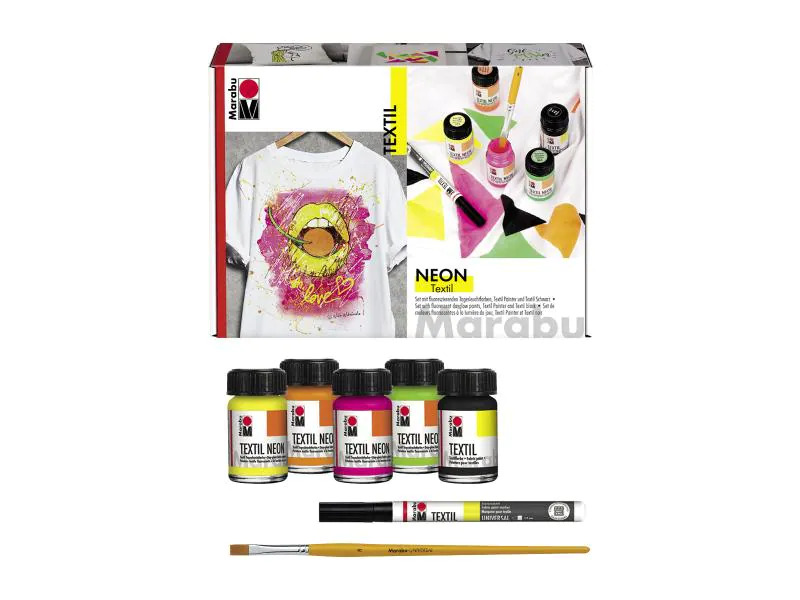 Marabu Textilfarbe Textil Neon UV 15 ml 4 Farben