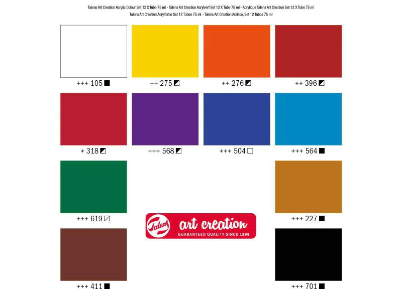 Talens Acrylfarbe 12er Set, Mehrfarbig