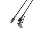 4smarts USB-Ladekabel USB-C -USB-A/C 1.5 m, monochrom, Textil