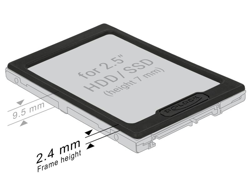 Delock 2.5-Einbaurahmen 2.5 mm erhöht die 2.5 SSD/HDD um 2.5mm