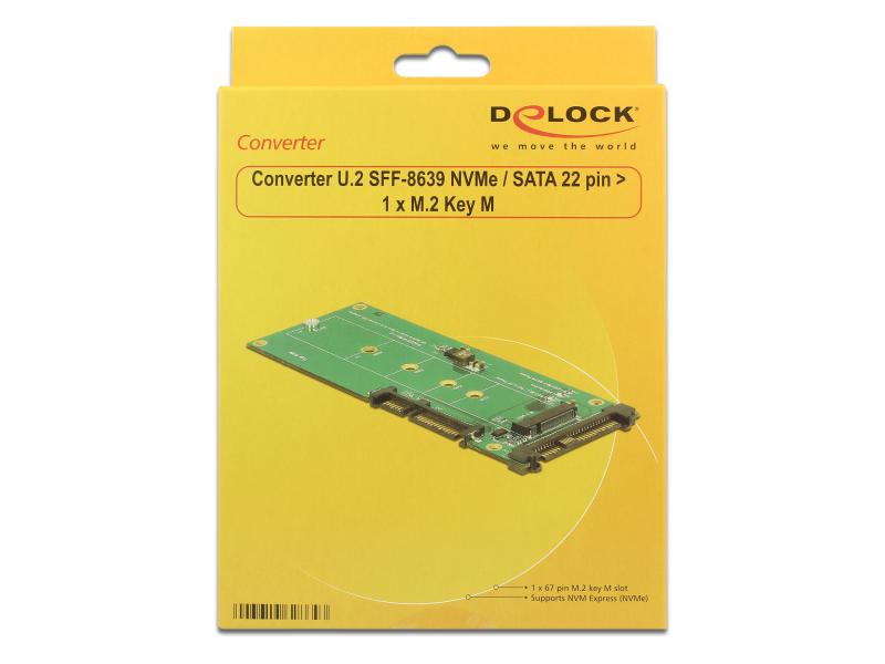 Delock Adapterplatine M.2 NVMe - U.2/SATA