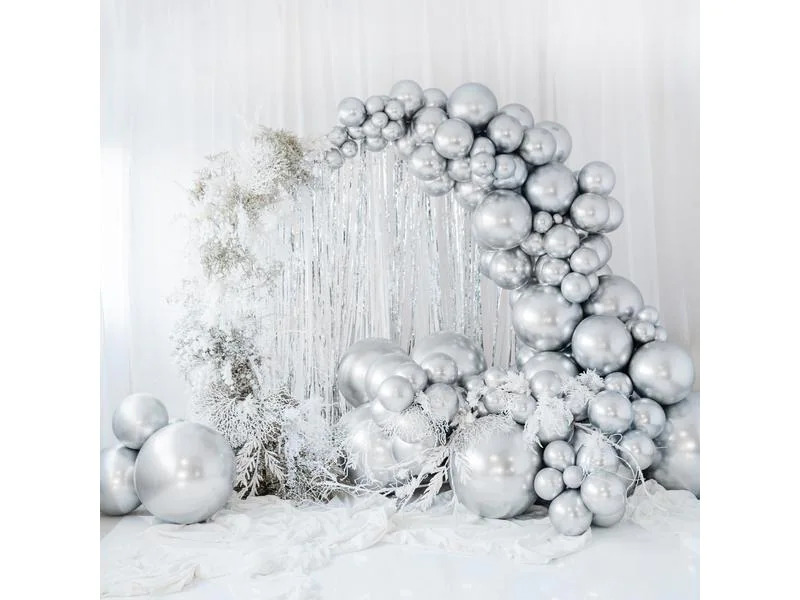 Partydeco Luftballon Rund Glossy 60 cm, Silber