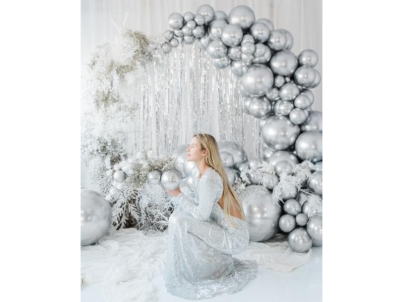 Partydeco Luftballon Rund Glossy 60 cm, Silber