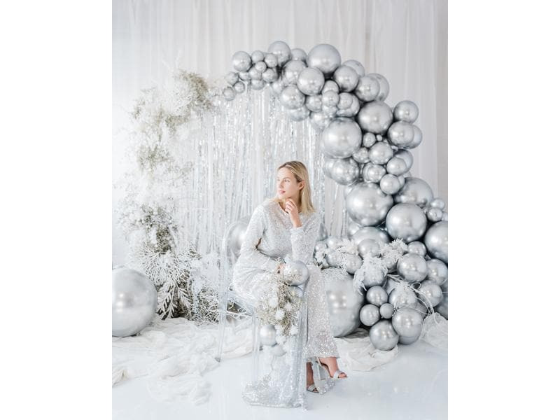 Partydeco Luftballon Rund Glossy 60 cm, Silber