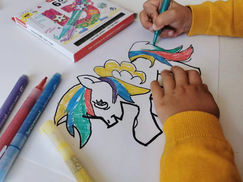Bruynzeel Fasermaler Glitzer für Kinder, 6 Stück