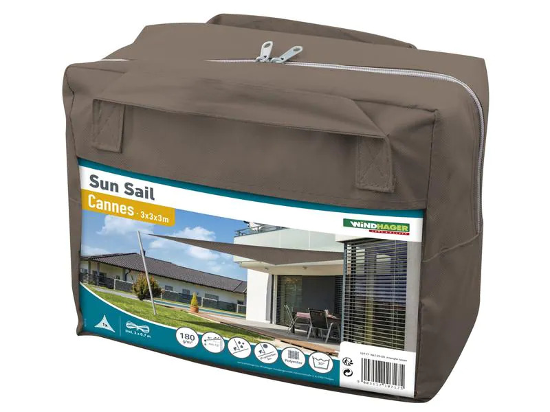 Windhager Sonnensegel Cannes, 300 cm, Dreieck, Grau