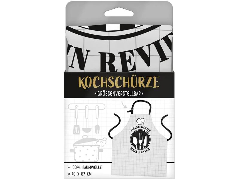 Sheepworld Kochschürze Meine Küche – mein Revier Hellgrau