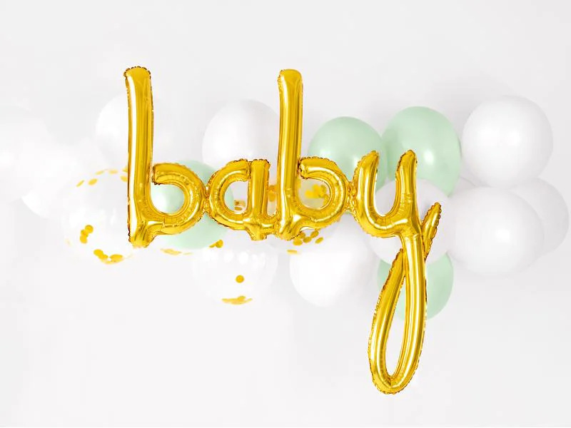 Partydeco Folienballon Baby 73.5 x 75.5 cm Gold, 1 Stück