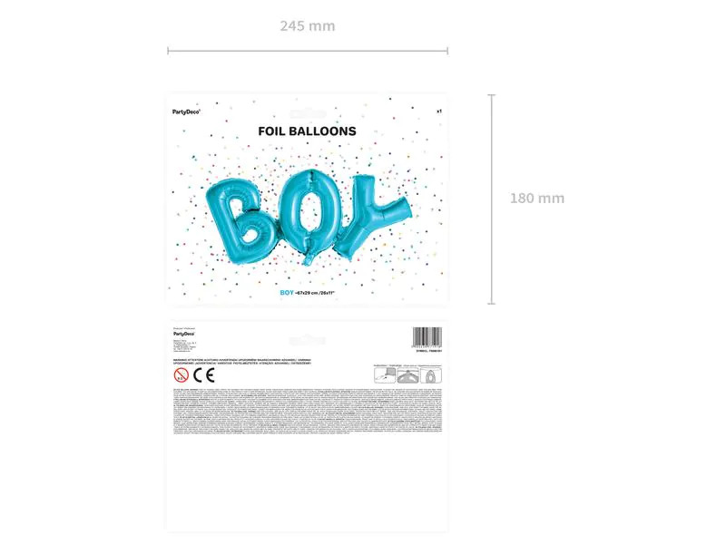 Partydeco Folienballon Boy 67 x 29 cm Blau , 1 Stück