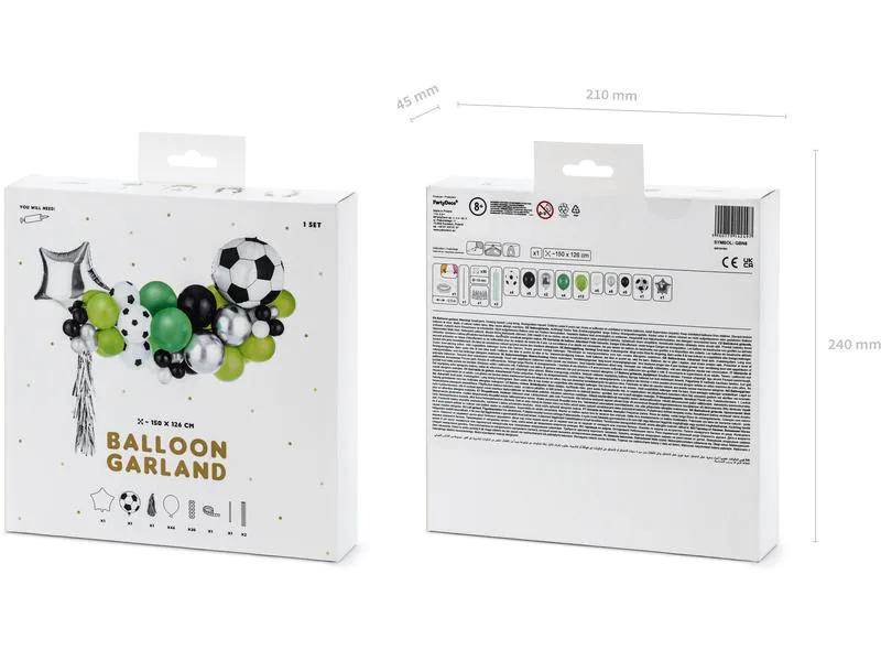 Partydeco Girlandenband Fussball Mehrfarbig, 150 x 126 cm, 15-teilig