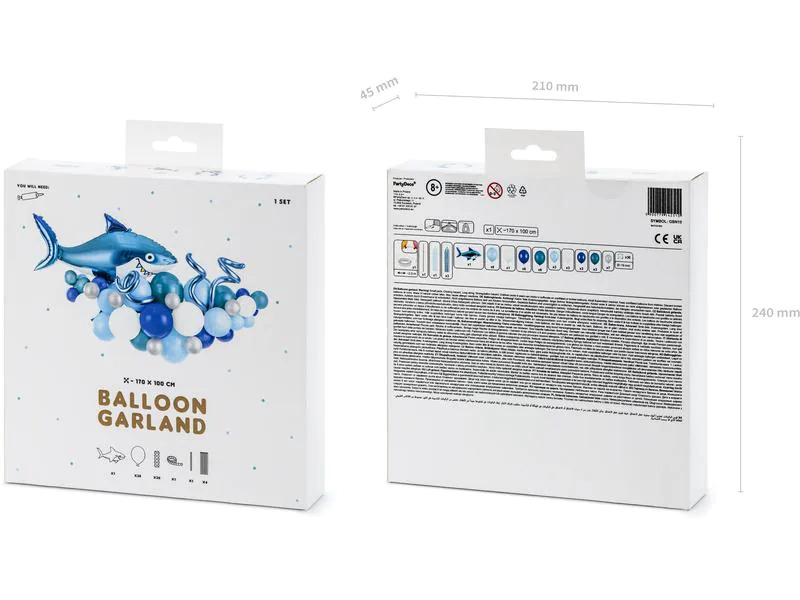 Partydeco Luftballon Hai Blau, 150 x 95 cm, 15-teilig