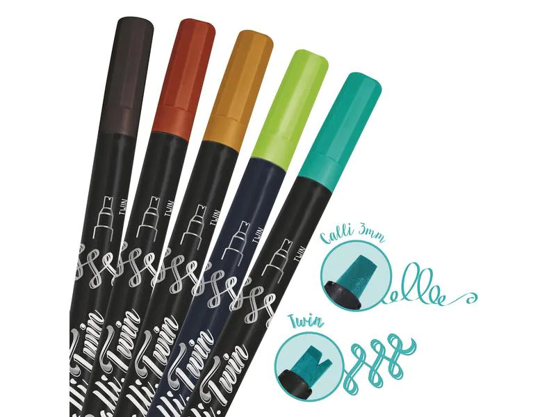 Online Fasermaler Callibrush Twin Handlettering Mehrfarbig, 5 Stück