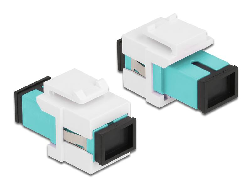 Delock Keystone-Modul SC Buchse zu SC  Buchse Aqua / Weiss