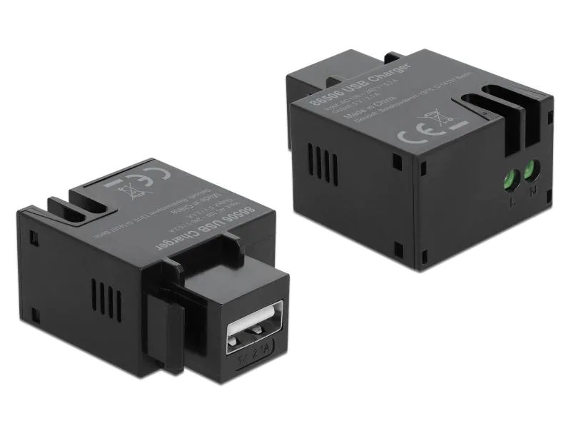Delock Keystone-Modul USB Typ-A  Ladebuchse Schwarz, 5V /2,1A