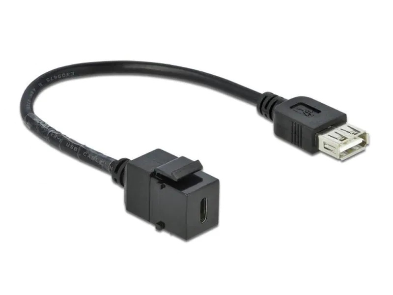 Delock Keystone-Modul USB2.0 USB-A  - USB-C, 25cm schwarz