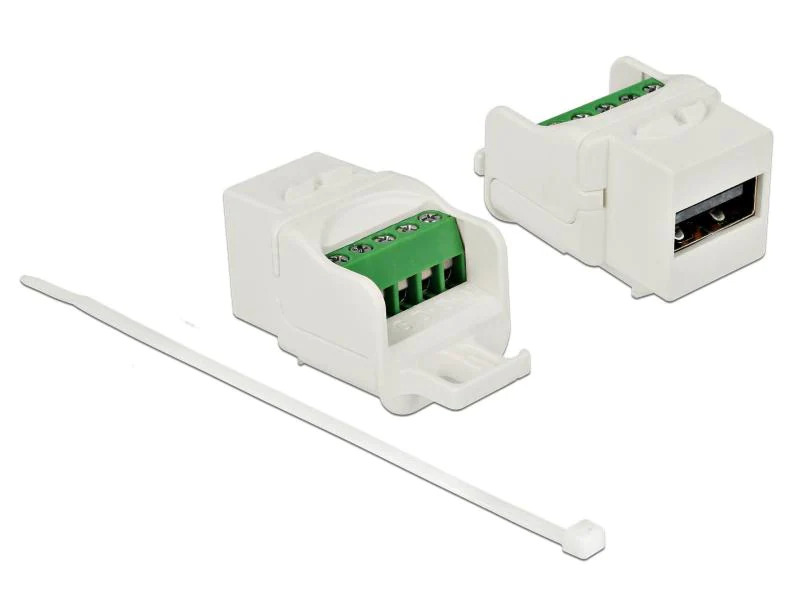 Delock Keystone-Modul USB2.0 zu Terminalblock, weiss