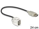 Delock Keystone-Modul USB2.0, A - A, (f-f) 250° gewinkelt, Weiss