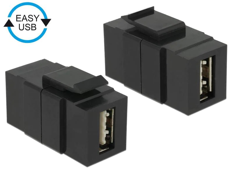 Delock Keystone-Modul USB2.0, A - A, easy Schwarz