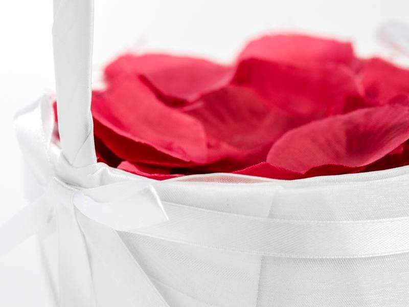 Partydeco Hochzeitsaccessoire Korb für Rosenbüten 26 cm, Weiss