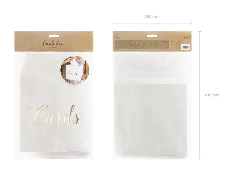 Partydeco Partyaccessoire Kartenbox Cards 24 x 24, Weiss/Gold