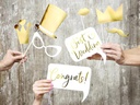 Partydeco Partyaccessoire Photo Booth Wedding Set 10-teilig, Gold