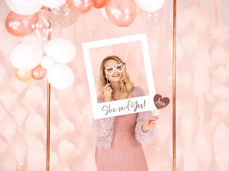 Partydeco Partyaccessoire Photo Booth Wedding Set 12-teilig, Rosegold