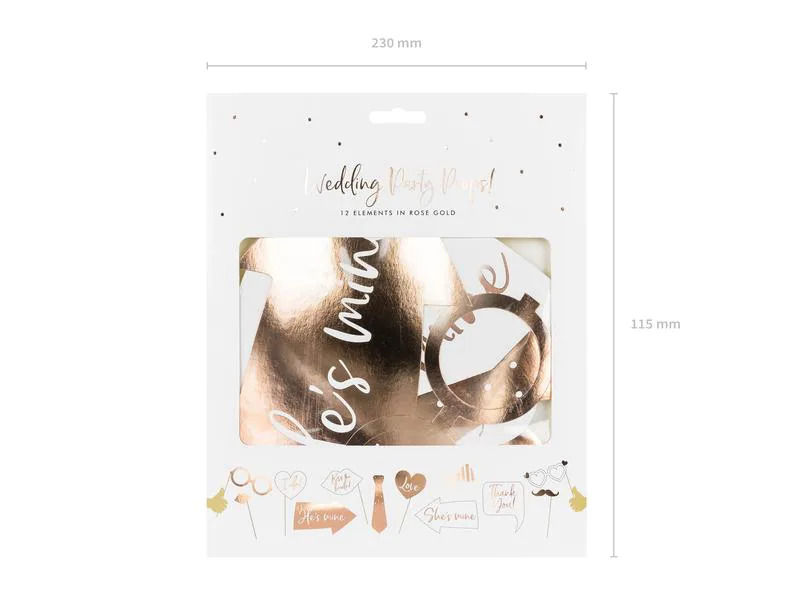 Partydeco Partyaccessoire Photo Booth Wedding Set 12-teilig, Rosegold