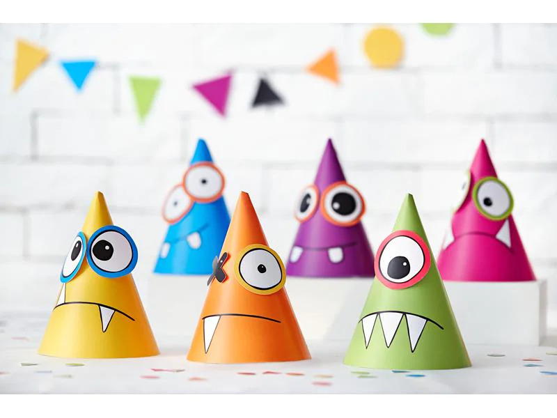 Partydeco Partyhüte Monster Mehrfarbig, 16 x 10 cm, 6 Stück