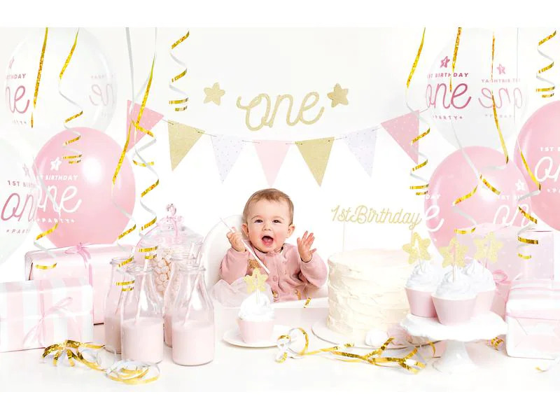 Partydeco Partyset 1st Birthday gold 9-teilig, Gold/Rosa