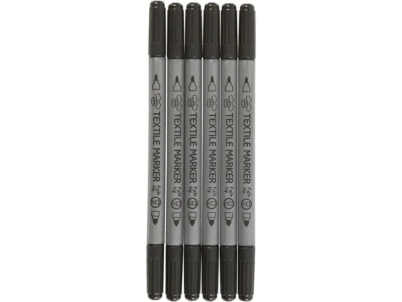 Creativ Company Textilmarker 2.3 + 3.6 mm Schwarz, 6 Stück