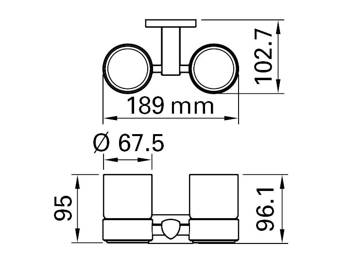 BIASCA Glashalter schwarz matt, doppel