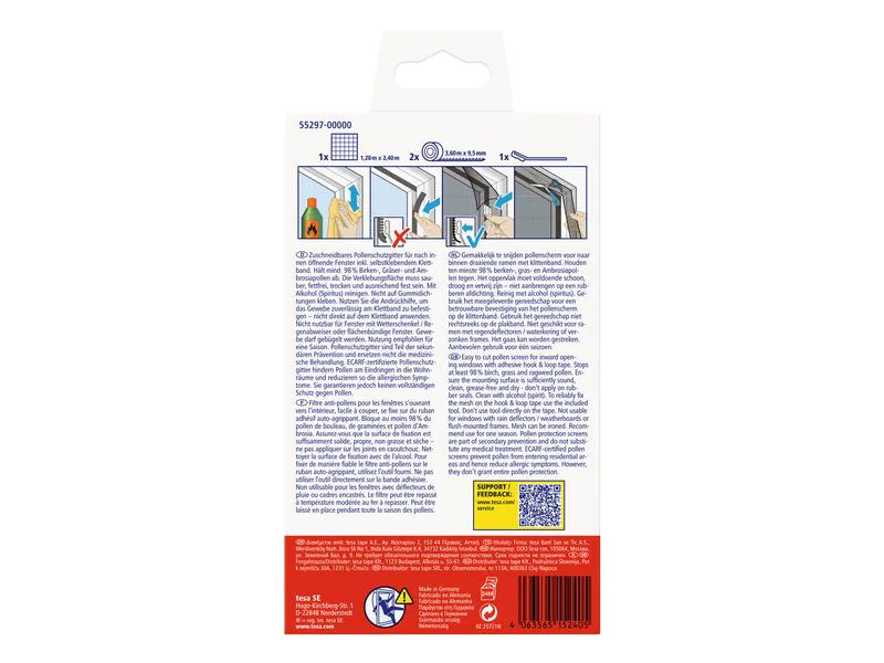tesa Pollenschutzgitter 120 x 240 cm, Anthrazit-transparent