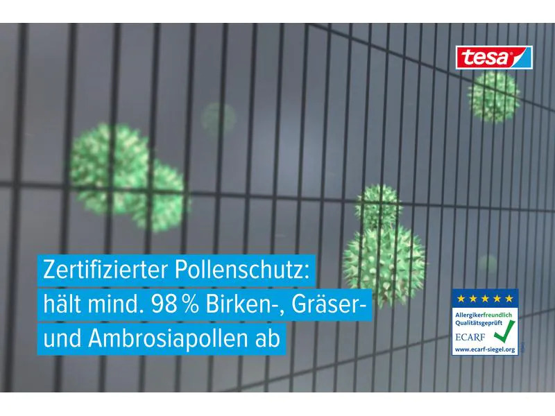 tesa Pollenschutzgitter 130 x 150 cm, Anthrazit-transparent