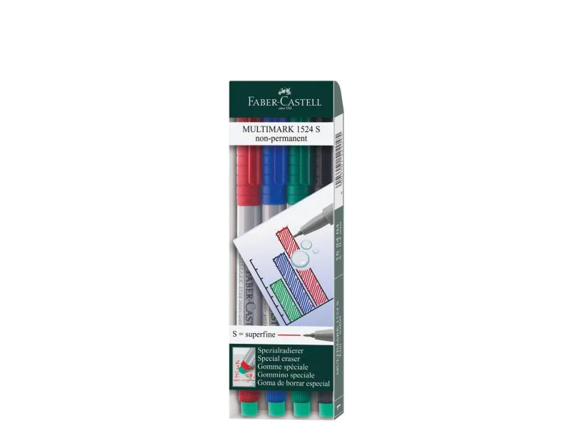 Faber-Castell Non-permanent Marker Multimark superfein, 4er Etui