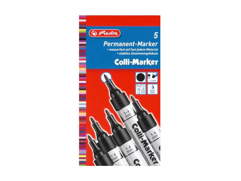 Herlitz Permanent-Marker Colli 1-4 mm, 5 Stück, Schwarz
