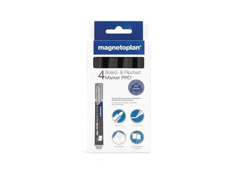 Magnetoplan Flipchart-Marker Marker Pro+ Schwarz, 4 Stück