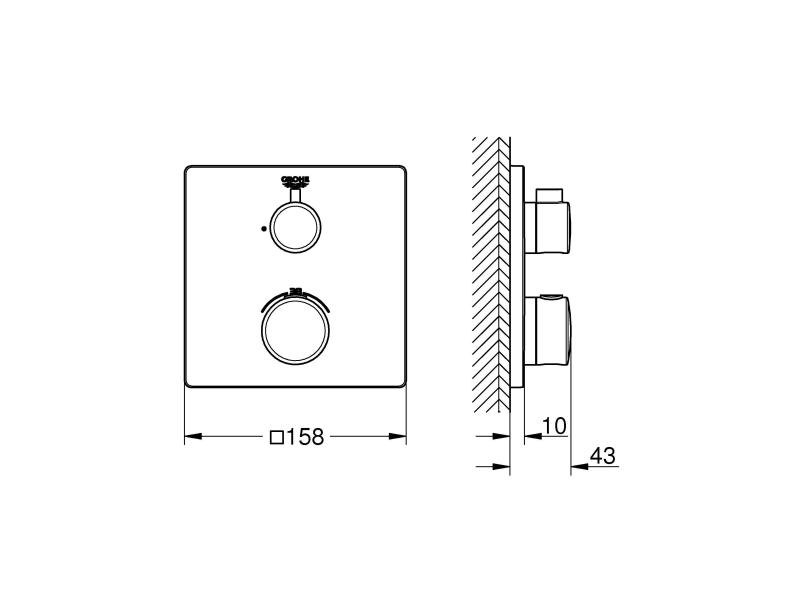 GROHE Duscharmatur Grohtherm 43 mm, Chrom