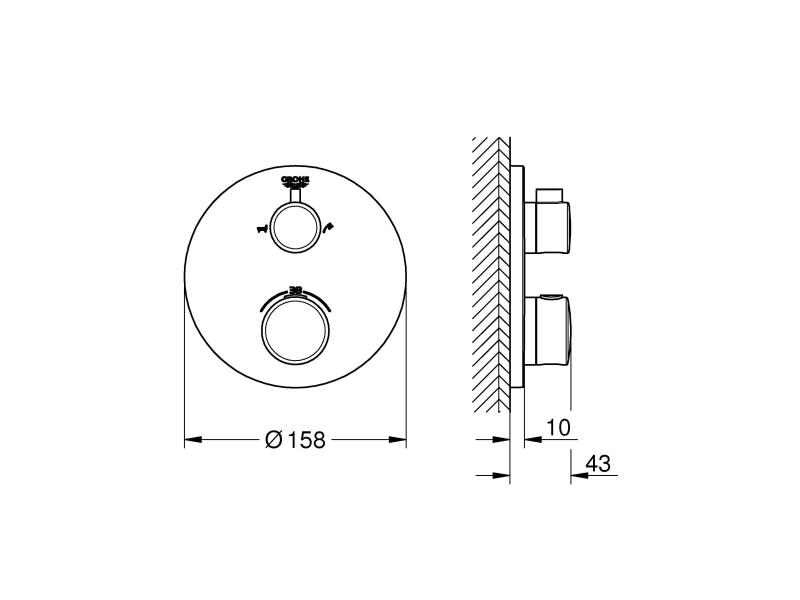 GROHE Thermostat Grohtherm 43 mm, Chrom