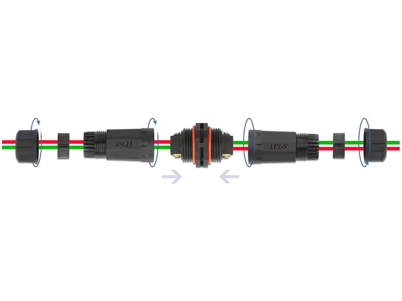 Delock Verbindungsmuffe IP68, 2 Pin, 4.5 - 7.5 mm schwarz