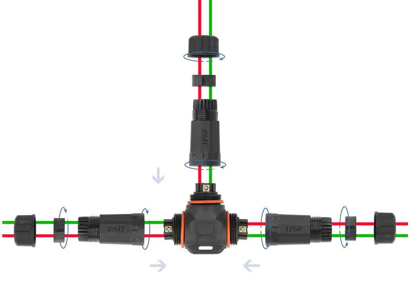 Delock Verbindungsmuffe IP68, T-Stück, 2 Pin, 4.5 - 7.5 mm schwarz