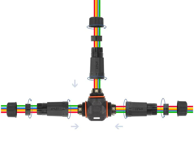 Delock Verbindungsmuffe IP68, T-Stück, 5 Pin, 4.5 - 7.5 mm schwarz