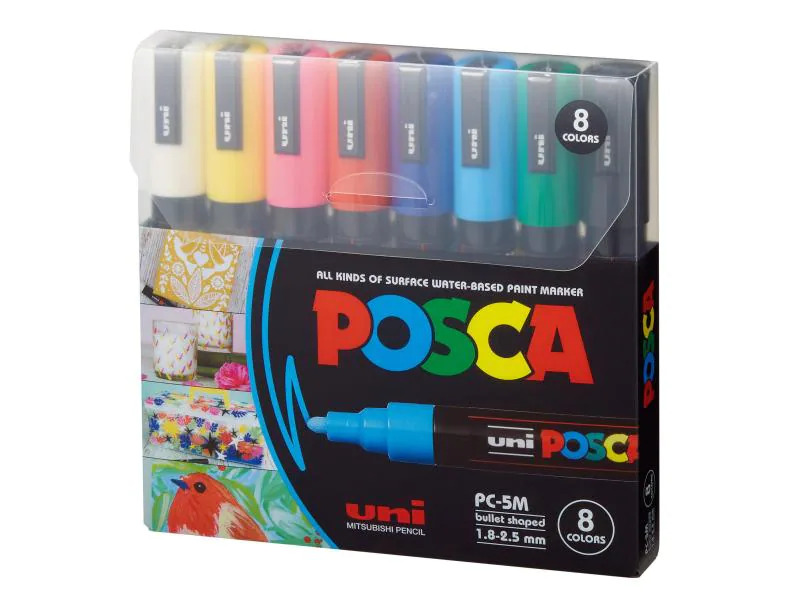 Uni Permanent-Marker POSCA 0.9 - 1.3mm, 8 Stück