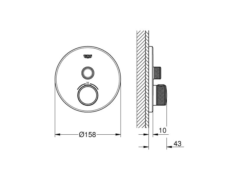 GROHE Thermostat Grohtherm SmartControl 43 mm, Chrom
