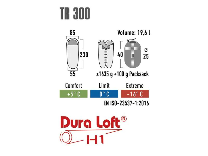 High Peak Schlafsack TR 300 Zip-left darkred-grey
