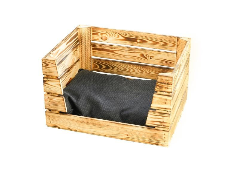 Holz Zollhaus Katzenbett Vintage geflammt, 50 x 40 x 30 cm