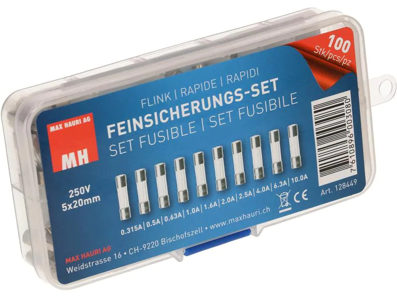 Max Hauri Schmelzsicherung Set 5 x 20 mm Flink, 100 Stück