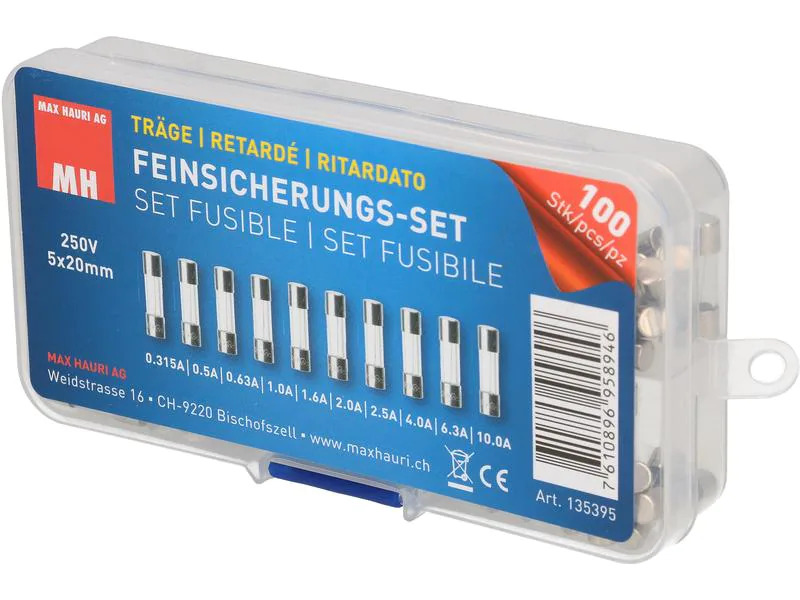 Max Hauri Schmelzsicherung Set 5 x 20 mm Träge, 100 Stück