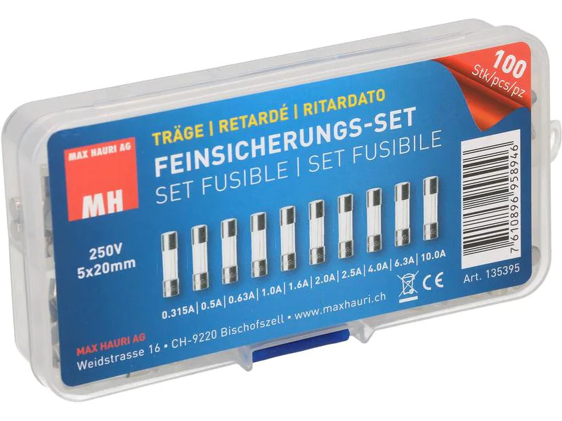 Max Hauri Schmelzsicherung Set 5 x 20 mm Träge, 100 Stück
