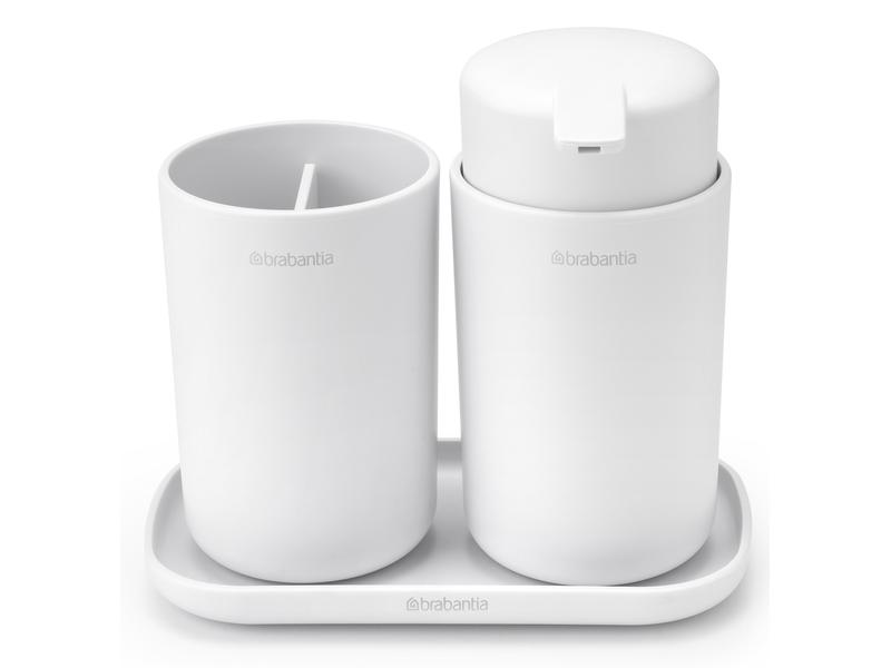 Brabantia Seifenspender-Set mit Zahnputzbecher und Schale Weiss